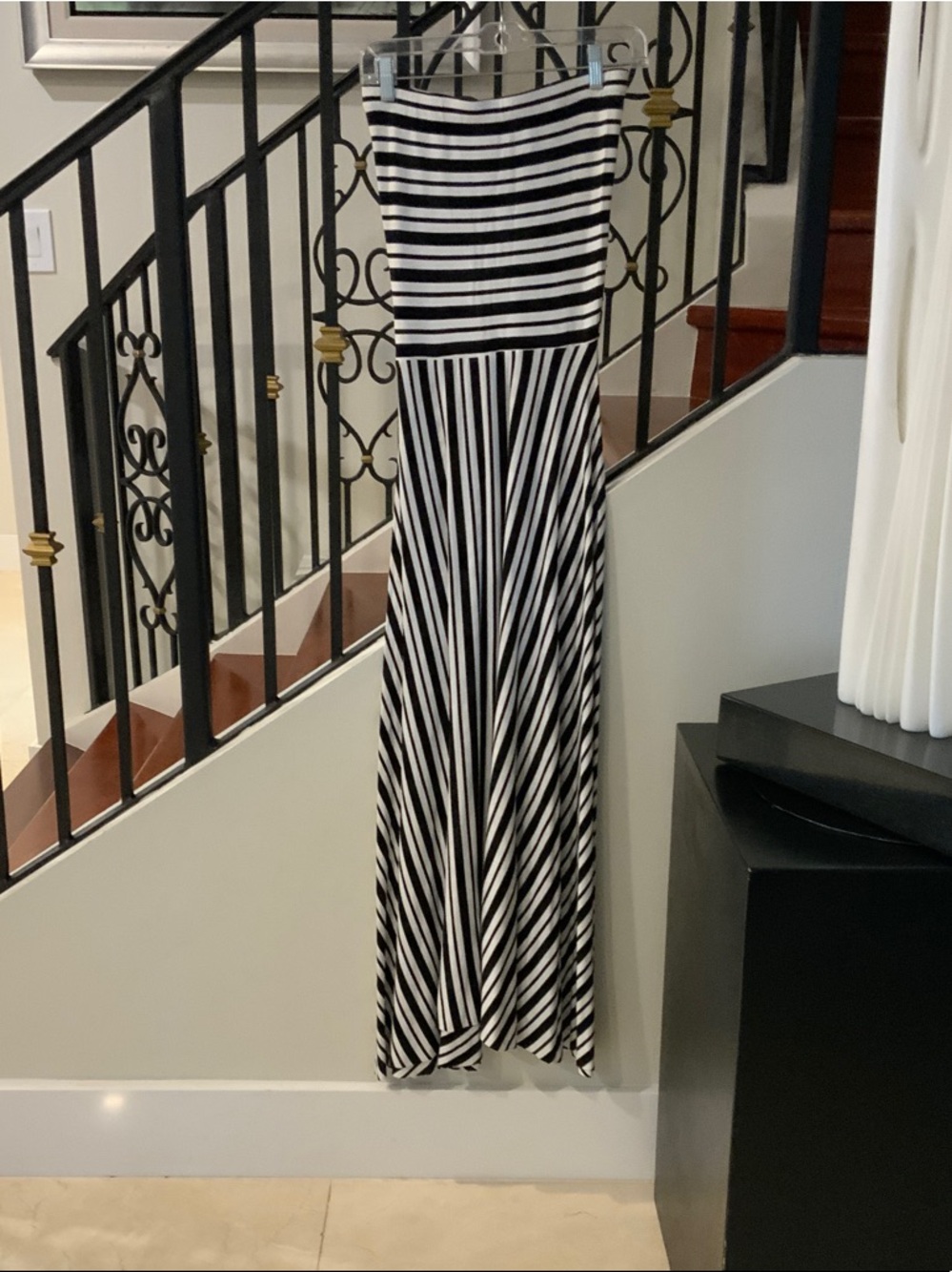 Felicity & Coco Black and White Striped Maxi Dress